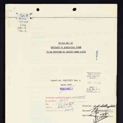 CF-105 MK. II estimate of electrical power to be supplied by ground power units - Report No. LOG/105/5 Issue 4