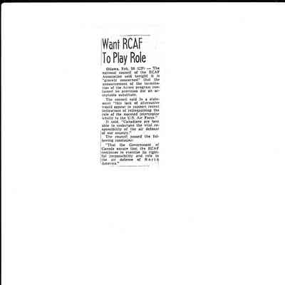 Want RCAF to play role