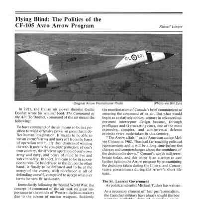 Flying Blind: The politics of the CF-105 Avro Arrow Program