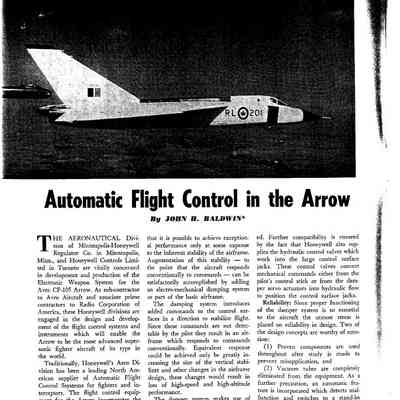Automatic Flight Control in the Arrow