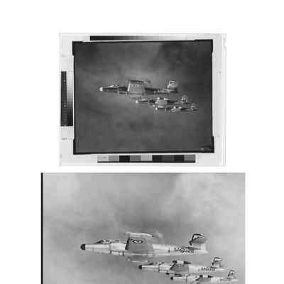 CF-100 Negative image, with corresponding positive of three A/C (326, 332, 335) flying in formation