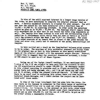 Letter M.A. Pesando to J.C. Floyd - Mondified Long Range Arrow