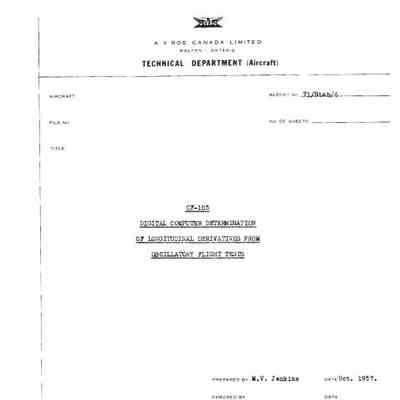 CF-105 Digital Computer Determination of Longitudinal Derivatives from Oscillatory Flight Tests