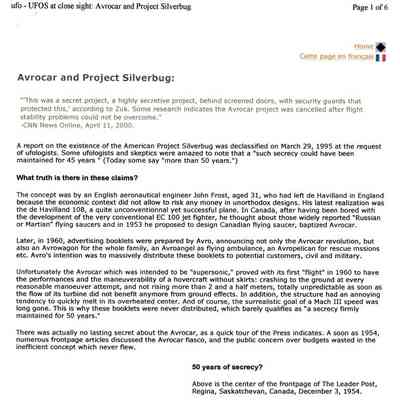 Avrocar and Project Silverbug