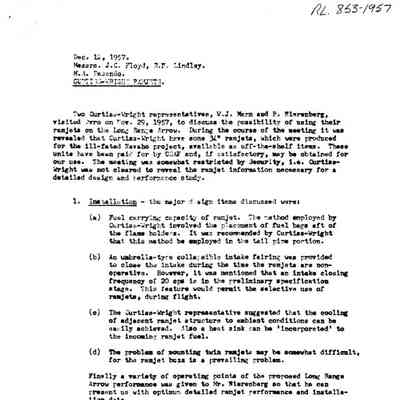 Letter M.A. Pesando to J.C. Floyd - Curtis-Wright ramjets