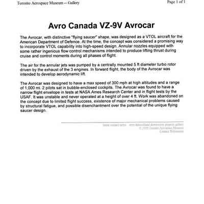 Avro Canada VZ-9V Avrocar