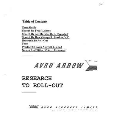 Arrow Roll-out - Research to Rollout - Avro Aircraft Ltd