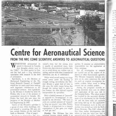Centre for Aeronautical Science - from the NRC come scientific answers to aeronautical questions