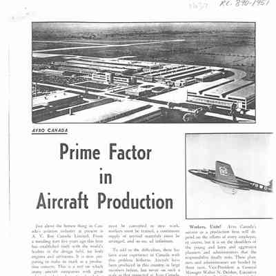 Prime Factor in Aircraft Production