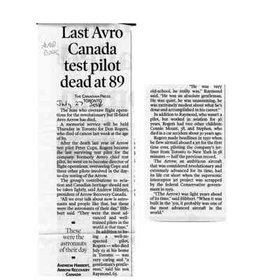 Last Avro Canada test pilot dead at 89