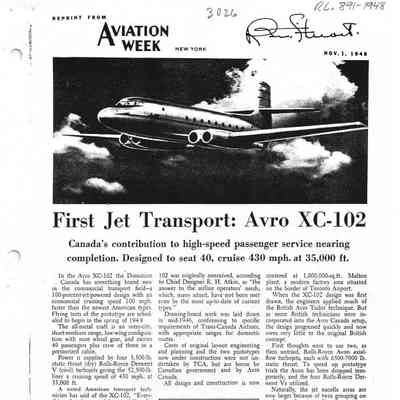 First Jet Transport: Avro XC-102