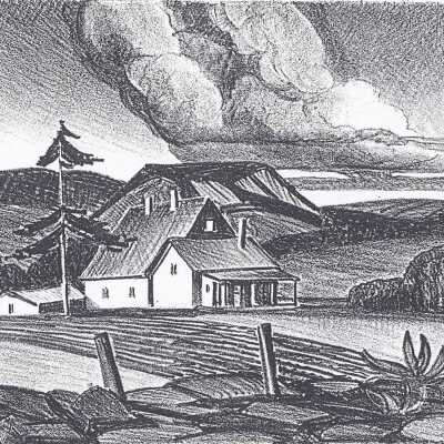 Untitled (Rural House Beside Tilled Field)
