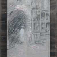 Untitled (Figure next to gun shop)