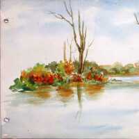 Untitled (River with Leafless Trees)