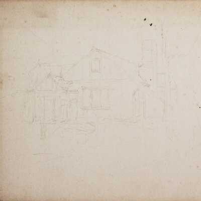 Untitled (Prepatory Sketch of House and Drive with Trees)