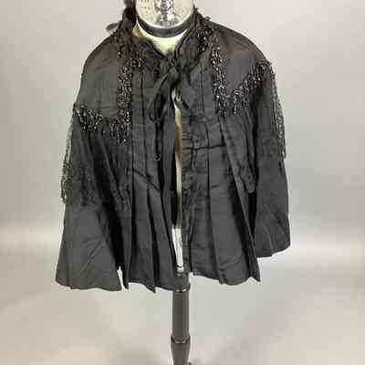 Women's Black Satin Beaded Cape