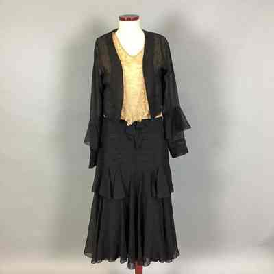 Women's Cream & Black Dress w/ Bolero