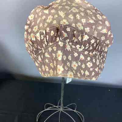 Women's Brown & White Floral Dust Cap / Bonnet