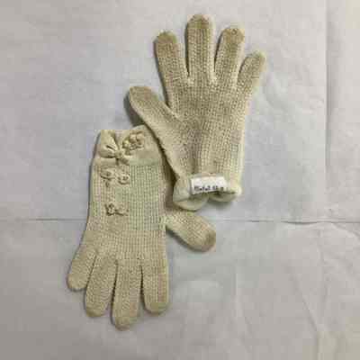 Children's White Knit Gloves