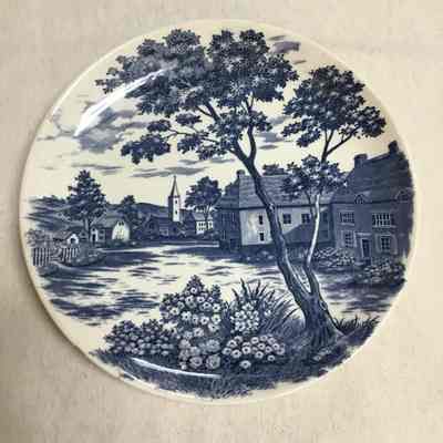 Blue & White English Village Decorative Plate