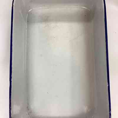 2025.028.001 C: C.  Rectangle shaped blue & white enamel tray