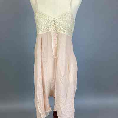 Women's Peach Silk + Lace Teddy / Slip