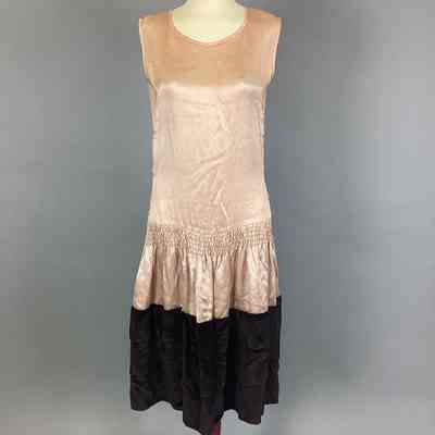 Women’s Peach Satin & Brown Velvet Dress