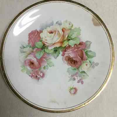 White Floral Decorative Plate w/ Gold Trim