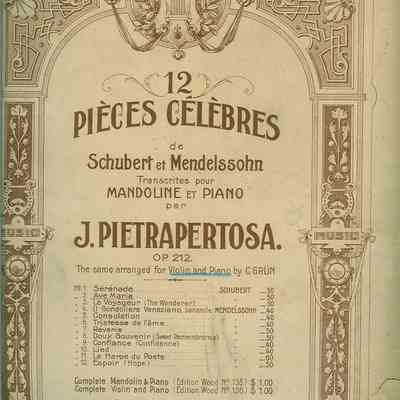 12 PIECES CELEBRES, de, Schubert et Mendelssohn.