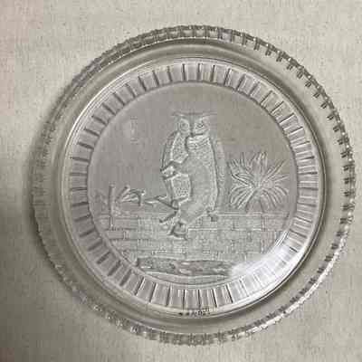 Clear Crystal Owl & Cat Motif Plate