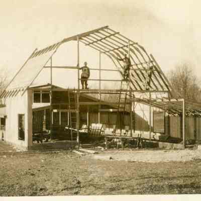 Unidentified Men on Barn Scaffolding