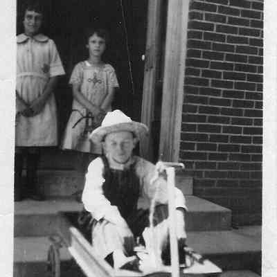 Paul E. Monroe and his wagon