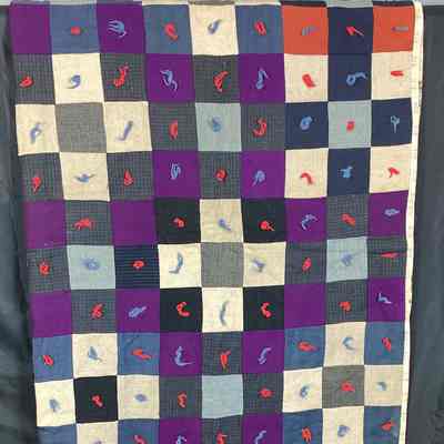 Multicolor Nine-Patch Wool Quilt