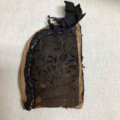 Children's Black Silk Brocade Bonnet