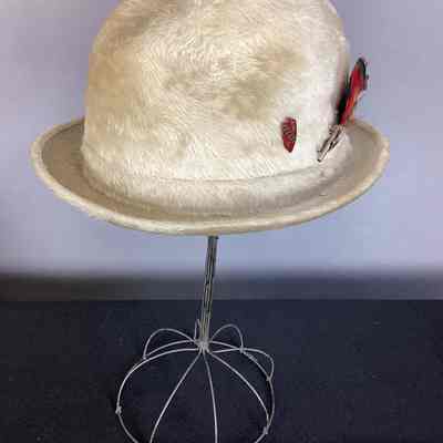 Men's White Faux Fur Homberg Hat