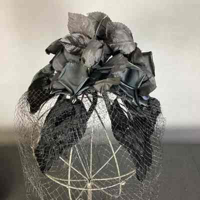 Women's Black Wire Floral Birdcage Hat