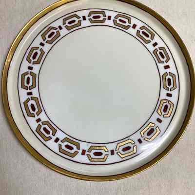 Maroon & Gold Hand-Painted Tea Plate