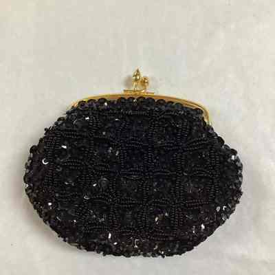 Black Beaded Evening Purse