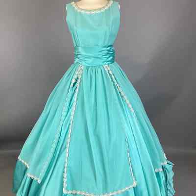 Women's Blue Silk & Chiffon Dress