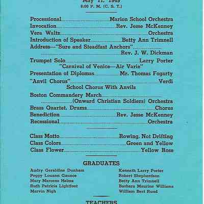Marion Township School Commencement Program