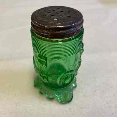 Green Glass Salt Shaker