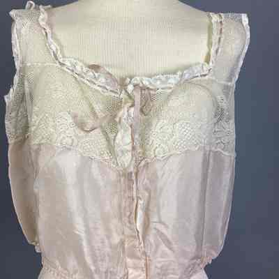 Women's Peach Silk + Lace Camisole