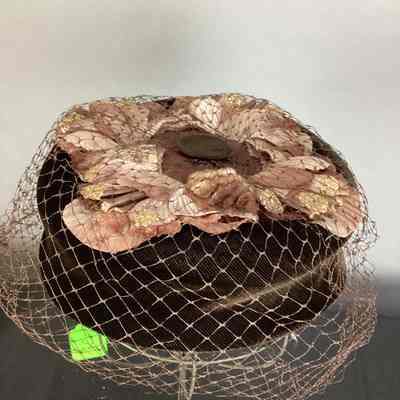 Women's Brown Velvet Floral Birdcage Hat