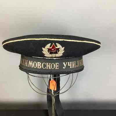 Men's Black Wool Russian Military Peaked Cap