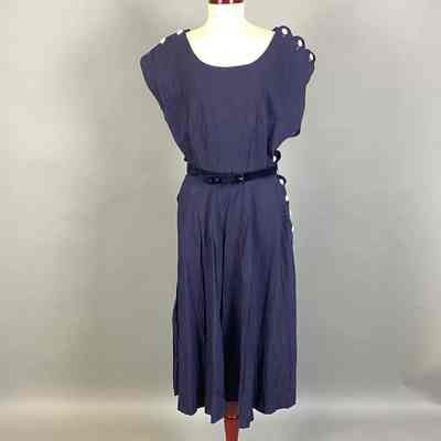 Women's Navy Blue Cotton Dress
