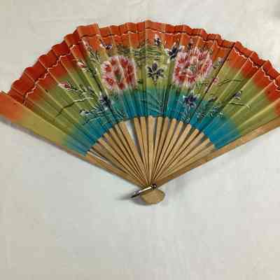 Multicolor Hand-painted Floral Folding Fan
