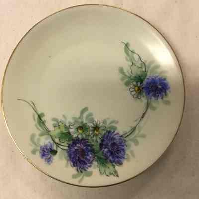 Yellow & Green Floral Hand-Painted China Dessert Plate