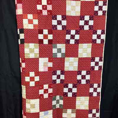 Red & White Nine-Patch Quilt