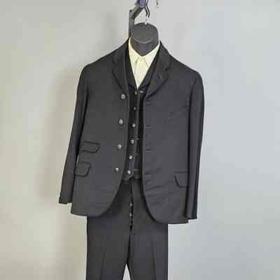 Men's Black Wool Wedding Suit