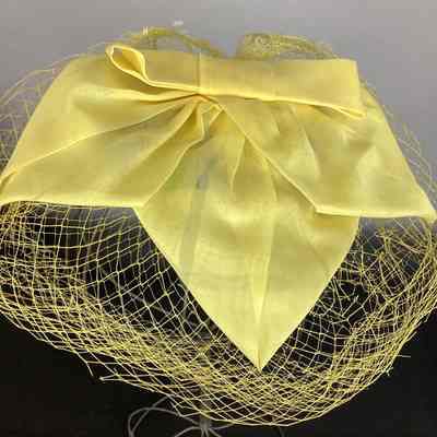 Women's Yellow Taffeta Fascinator w/ Netting